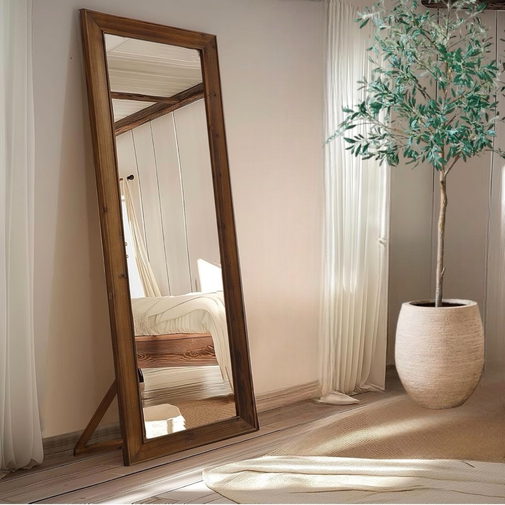 NEW Pottery Barn Wood Frame Full Length Mirror Free Standing Wall Hung 64" x 20" - Picture 3 of 7